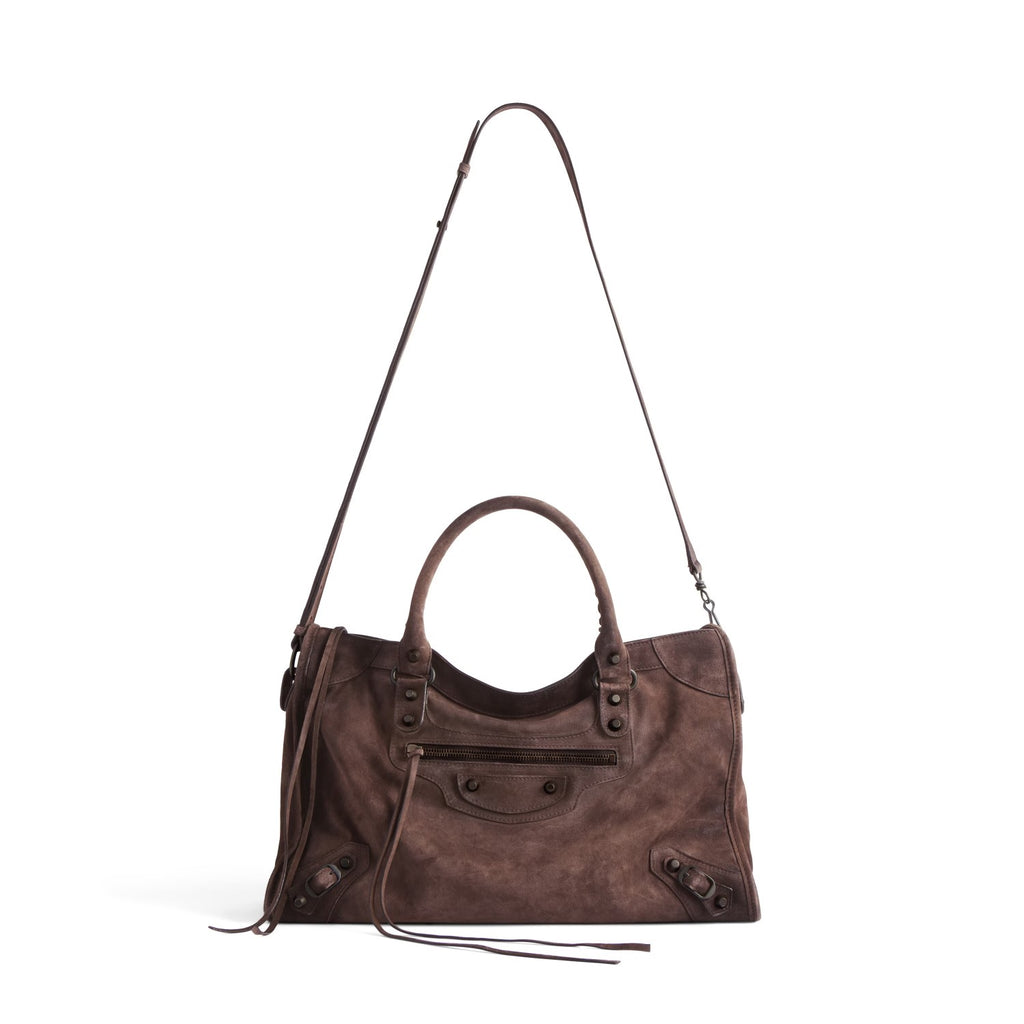 Balenciaga LE CITY Medium Handbag Women's Fashion Luxury Solid-Colour Suede Tote Bag Crossbody Bag Bags 8230582AB2A1143 Ngvp #2434