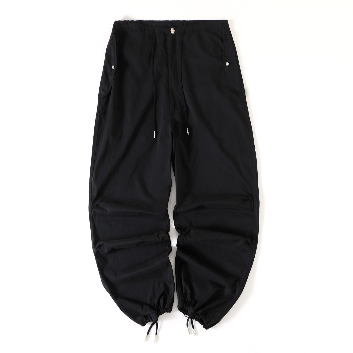 Chrome Hearts Men's Women's Spring And Summer Solid Color Wide Leg Loose Pants Drawstring Metal Button Retro High Street Casual Pants Ngvp #8294