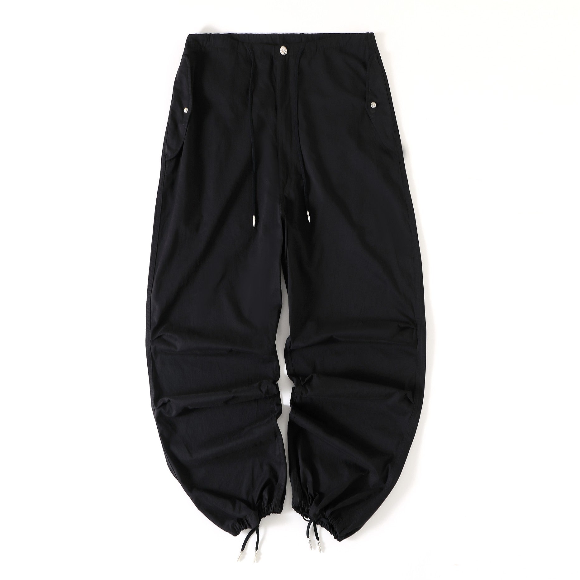 Chrome Hearts Men's Women's Spring And Summer Solid Color Wide Leg Loose Pants Drawstring Metal Button Retro High Street Casual Pants Ngvp #8294