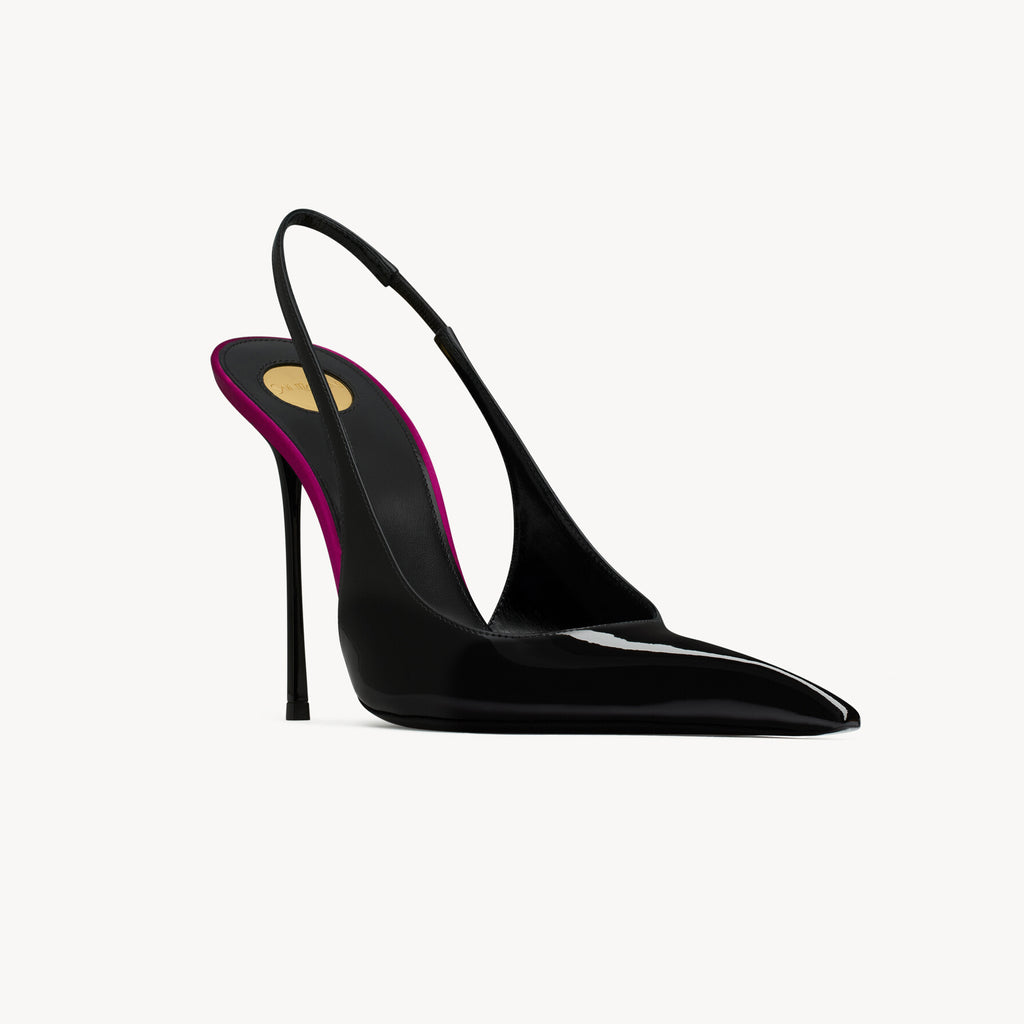 Saint Laurent AMALIA Women's Fashion Classic Pointed Toe Leather Patent Leather Open Toe Stiletto Heels Heel Height Approximately 10.5cm High Heels Shoes #78994