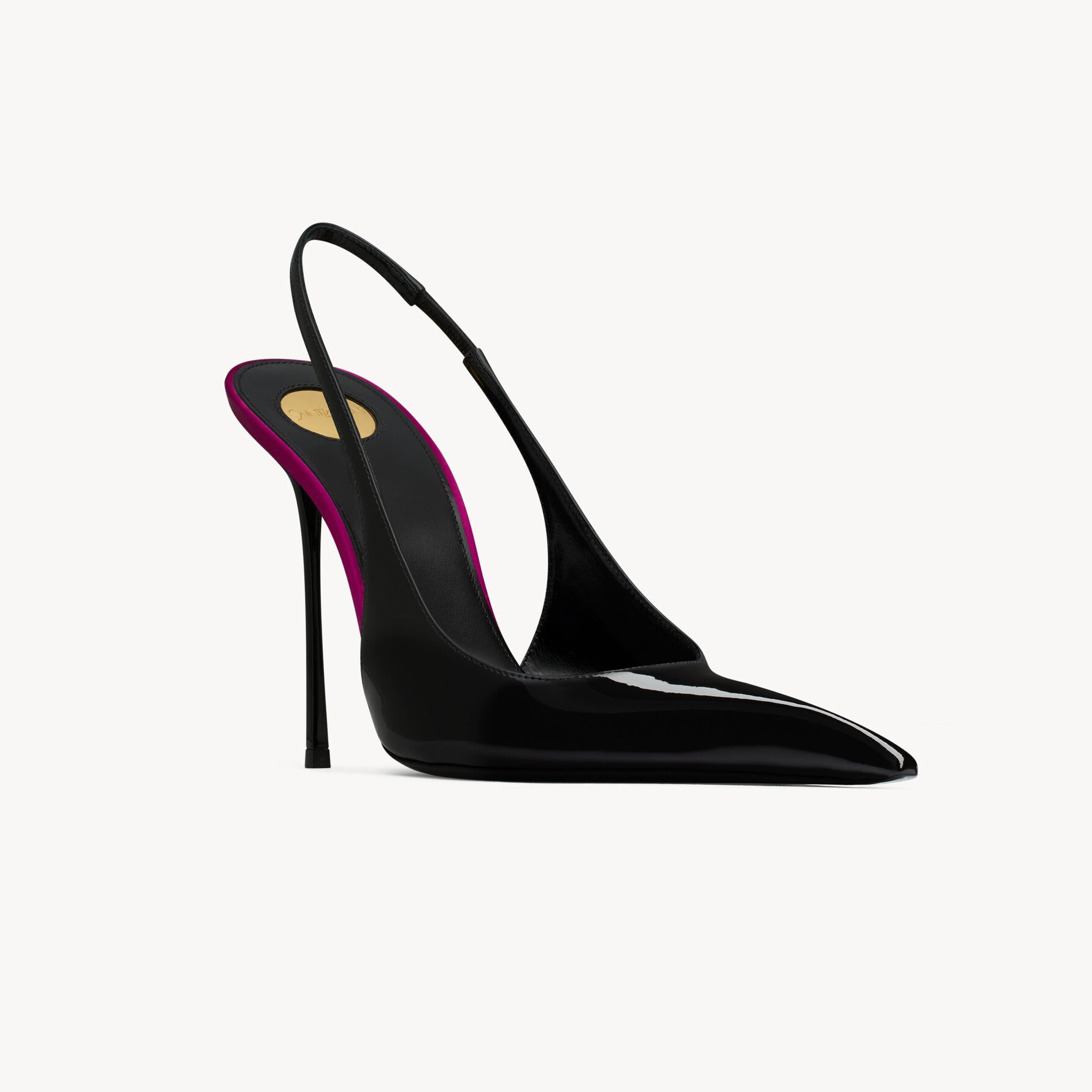 Saint Laurent AMALIA Women's Fashion Classic Pointed Toe Leather Patent Leather Open Toe Stiletto Heels Heel Height Approximately 10.5cm High Heels Shoes #78994
