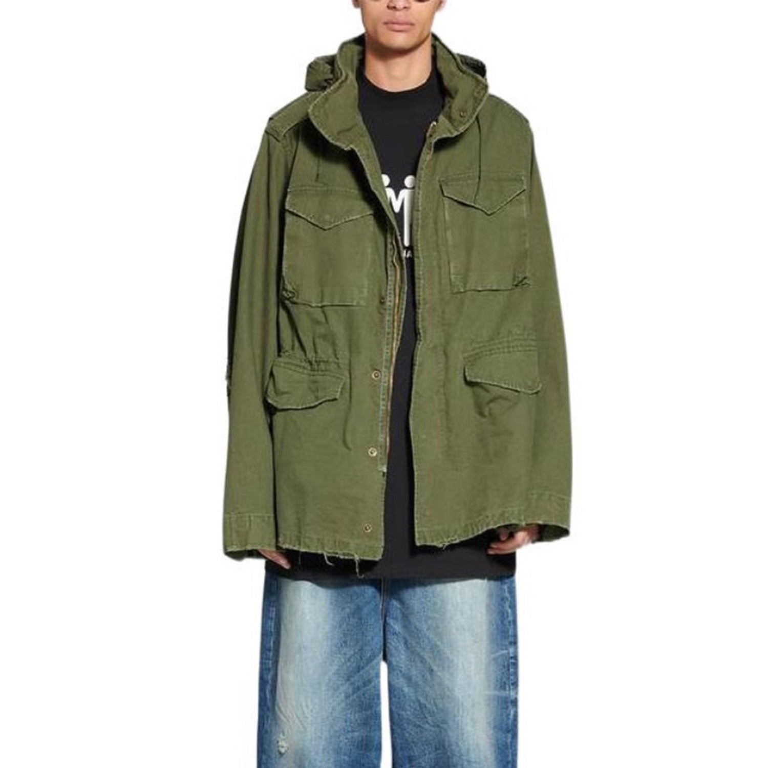 Balenciaga Men's Spring And Autumn Multi-Pocket Zipper Cotton Solid Color Loose Hooded Coat Jacket Ngvp #8687