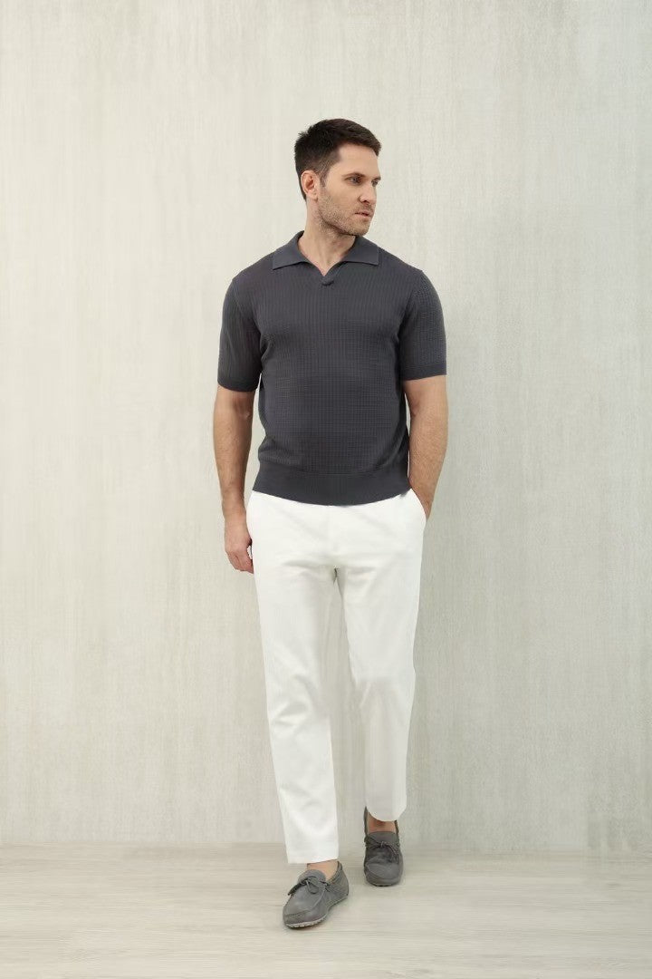 Loro Piana Men's Summer Refreshing Thin Knitted Lapel Short-sleeved Top Multicoloured Fashion Comfortable Temperament T-shirt Ngvp #9956