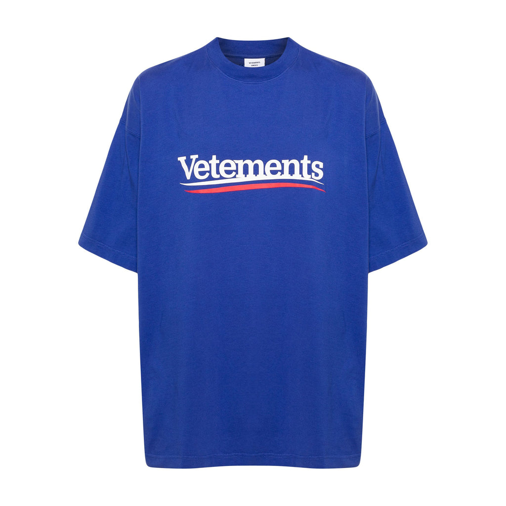 Vetements Men's and Women's Summer Letter Logo Printed Solid Colour Drop Shoulder Short Sleeve T-Shirt #99271