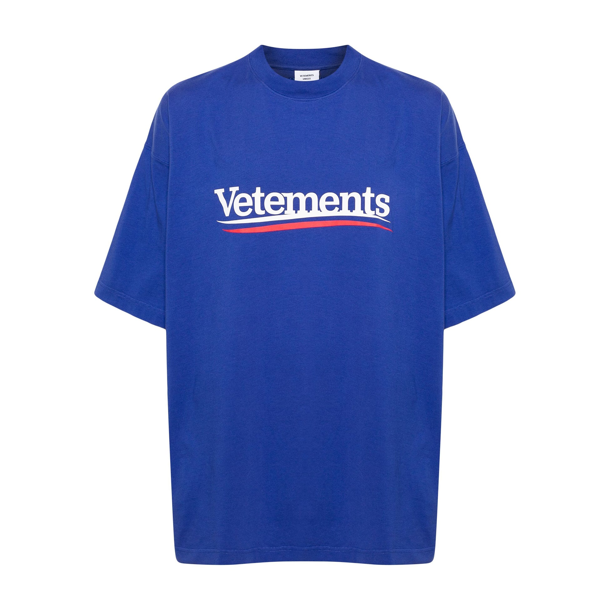 Vetements Men's and Women's Summer Letter Logo Printed Solid Colour Drop Shoulder Short Sleeve T-Shirt #99271