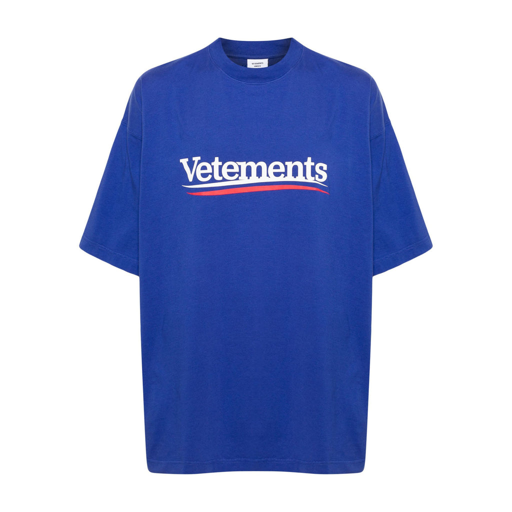 Vetements Men's and Women's Summer Letter Logo Printed Solid Colour Drop Shoulder Short Sleeve T-Shirt #99271
