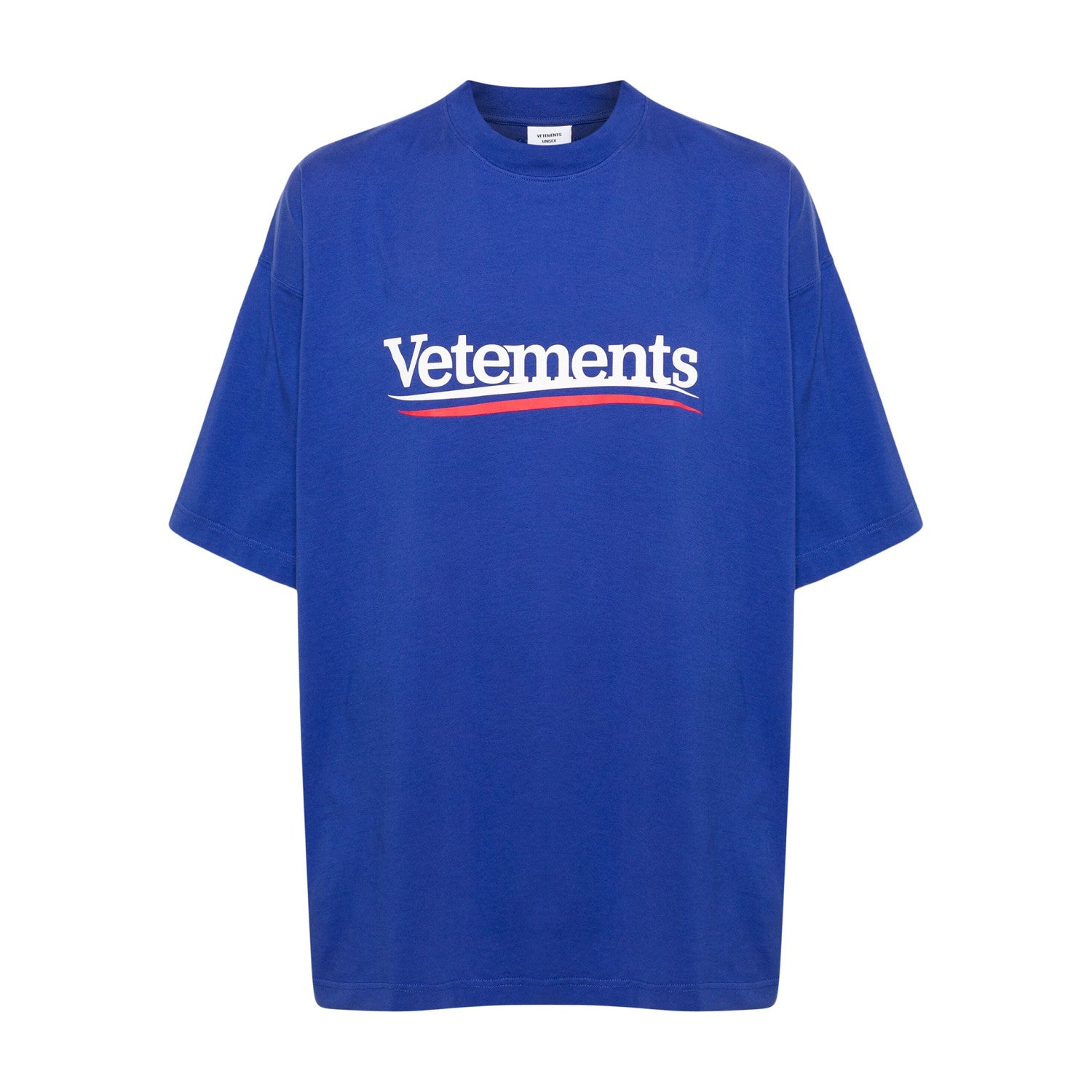 Vetements Men's and Women's Summer Letter Logo Printed Solid Colour Drop Shoulder Short Sleeve T-Shirt #99271