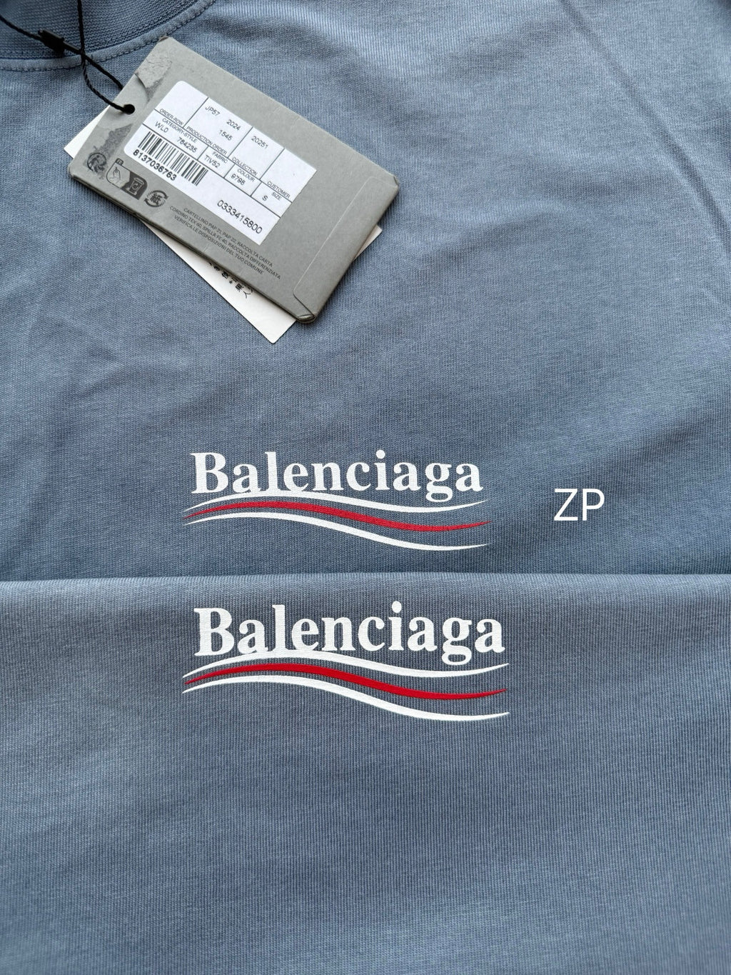 Balenciaga Men's Summer Half Turtleneck Cotton Washed Gradient Logo Print Short Sleeve Political Campaign T-Shirt #71898