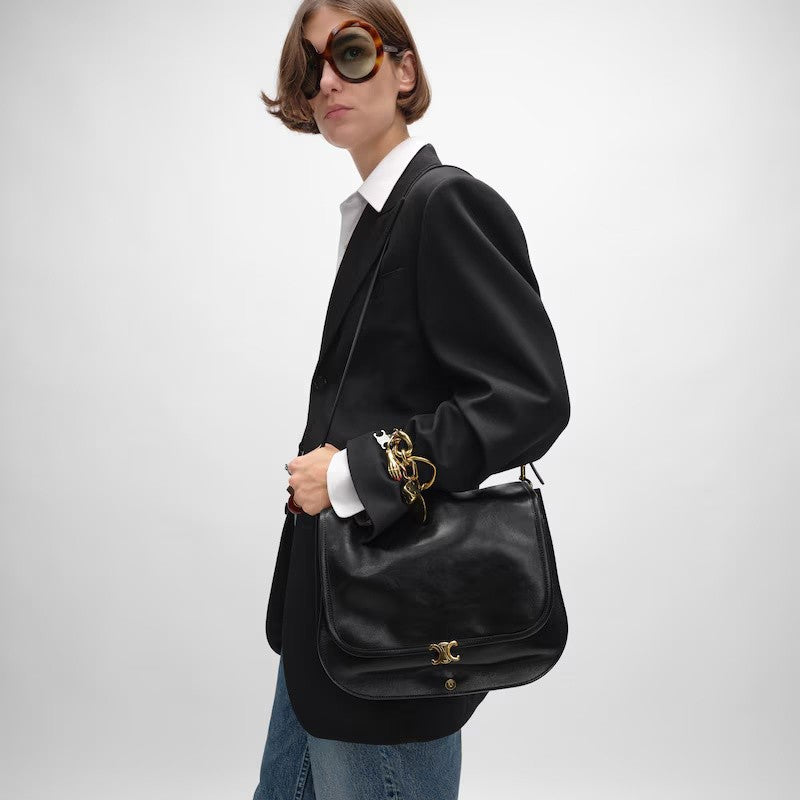 Celine Women's Soft Triomphe Besace Handbag Magnetic Snap Flap Bag Medium Shoulder Crossbody Bags 2026 New Style 123632t88.38no #195067