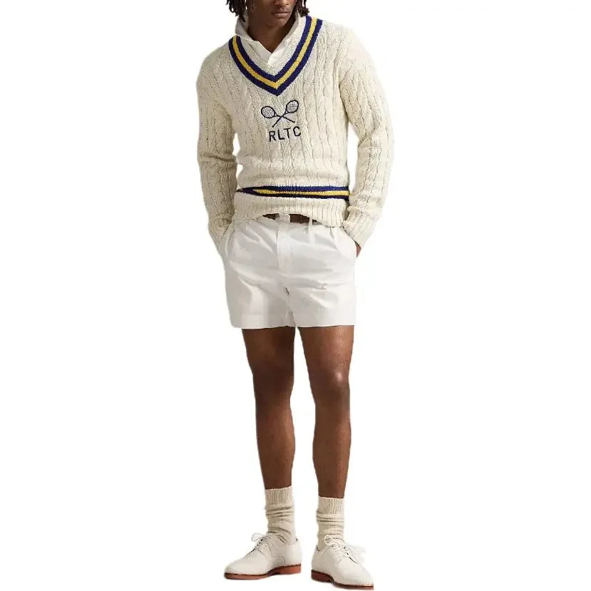Ralph Lauren Men's Polo Solid Color V-neck Pullover Long-sleeved Autumn And Winter Knitted Wool Polo