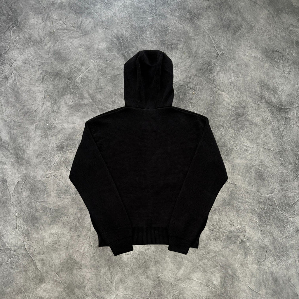Corteiz College Knit Zip-Up Hoodie Black
