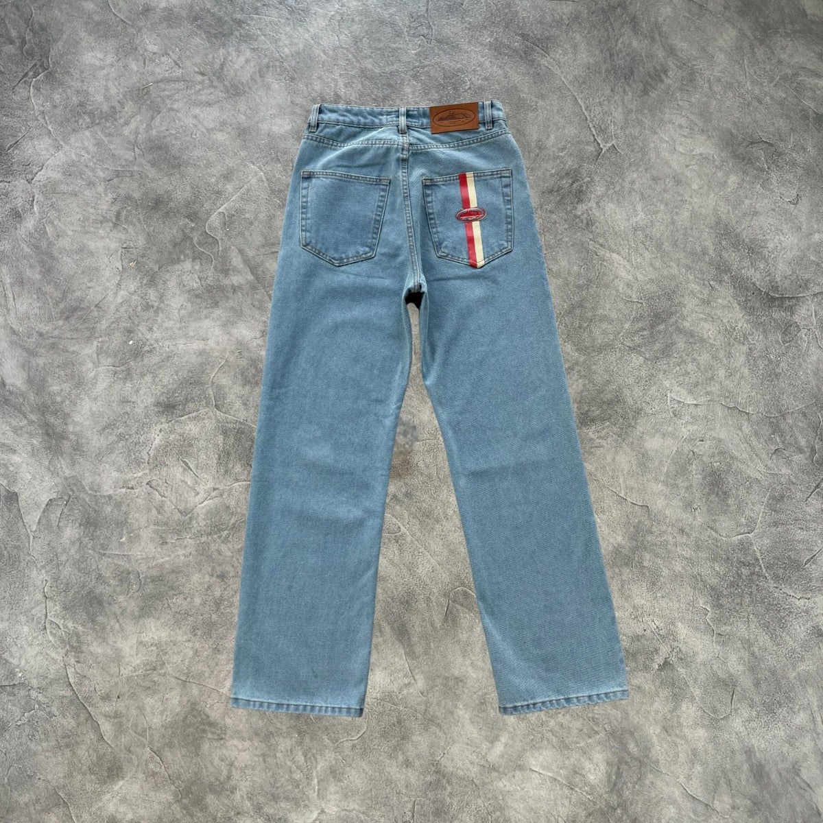 Corteiz Dual stripe Baggy Jeans Blue