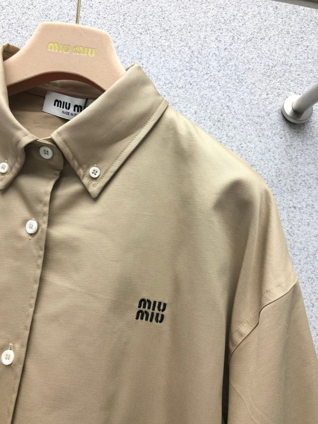 MiuMiu Men's Women's Spring & Autumn Twill Cotton Logo Embroidery Solid Color Single Breasted Long Sleeve Jacket Coat #81282