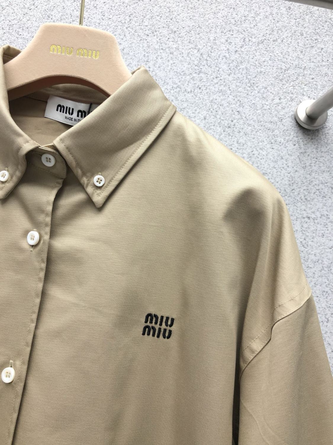 MiuMiu Men's Women's Spring & Autumn Twill Cotton Logo Embroidery Solid Color Single Breasted Long Sleeve Jacket Coat #81282