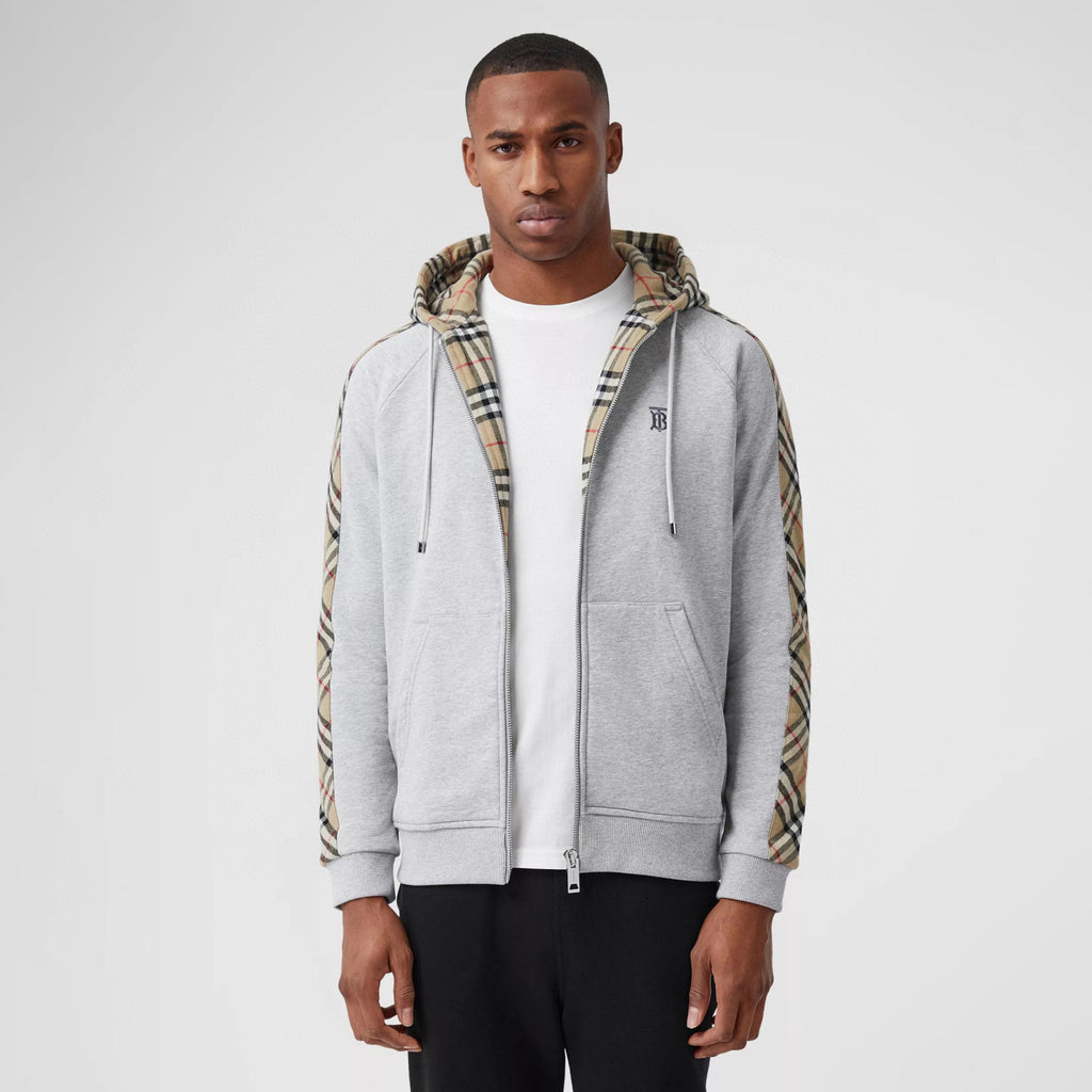 Burberry Zip Sport Hooded Sweatshirt Grey #96112