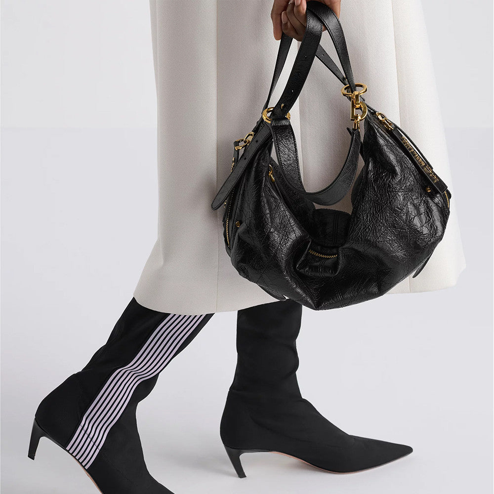 DIOR Medium_D-Journey Bag in Crinkled Calfskin Metallic Gold-Tone Flat Macrocannage #335779