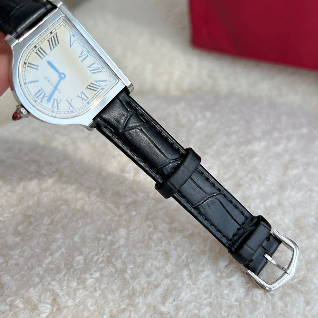 Cartier Women's Half Round Leather Strap Watch #96624