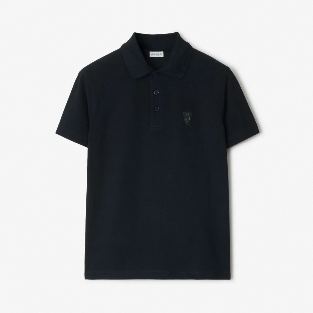 Burberry Men's Summer Solid Color Embroidered Logo Pearl Cotton Polo Neck Short Sleeve T-Shirt #77826