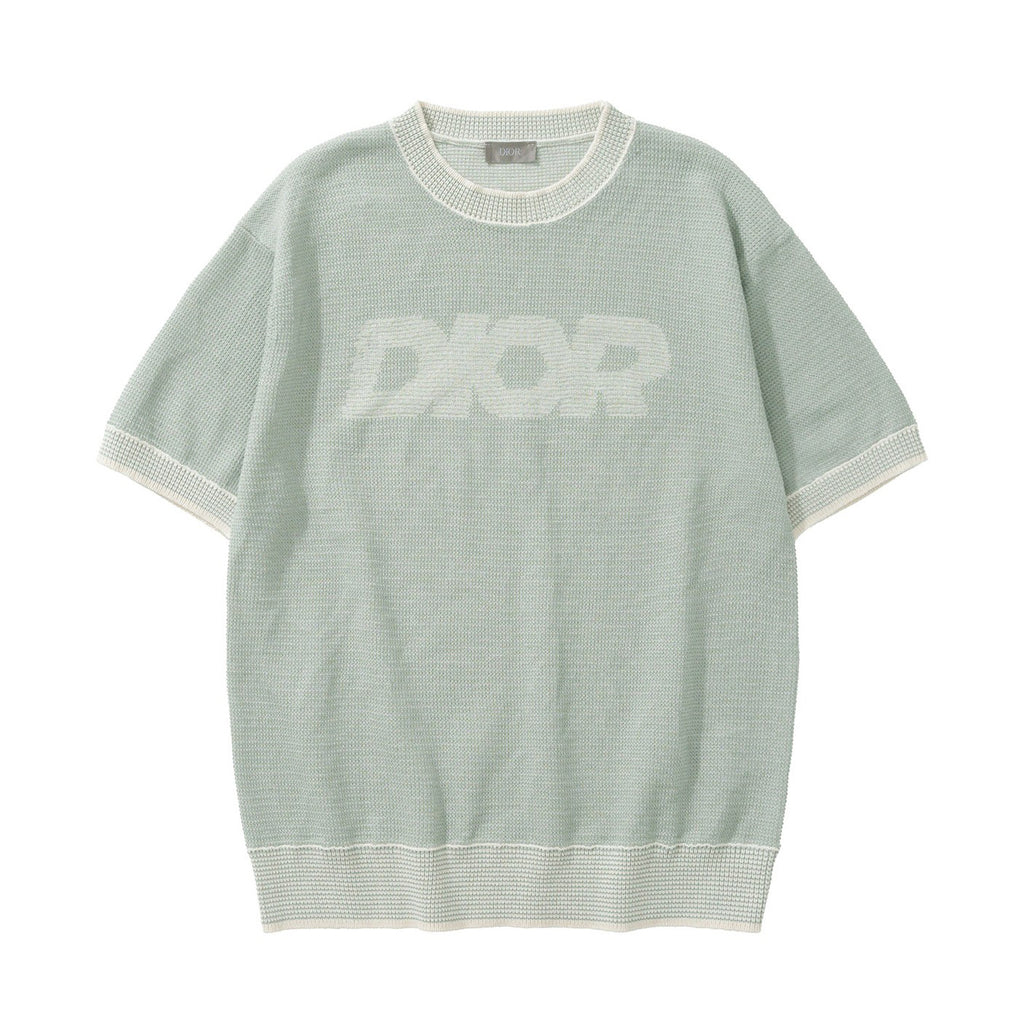 Dior Men's Summer Logo Print Round Neck Cotton Knit Short Sleeve T-Shirt #99691