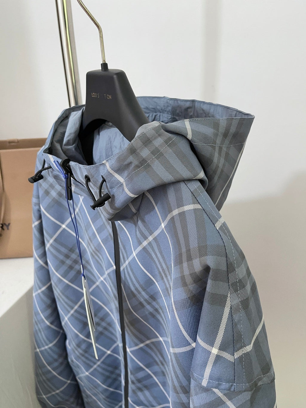 Burberry Men's Spring/Summer Casual Reversible Checkered Long-sleeved Hooded Drawstring Zipper Jacket #78314