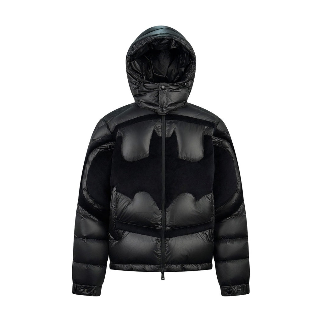 Moncler Men's Fall/Winter Batman Logo Adjustable Cuffs Hooded Single Breasted Long Sleeve Puffer Down Jacket #73741