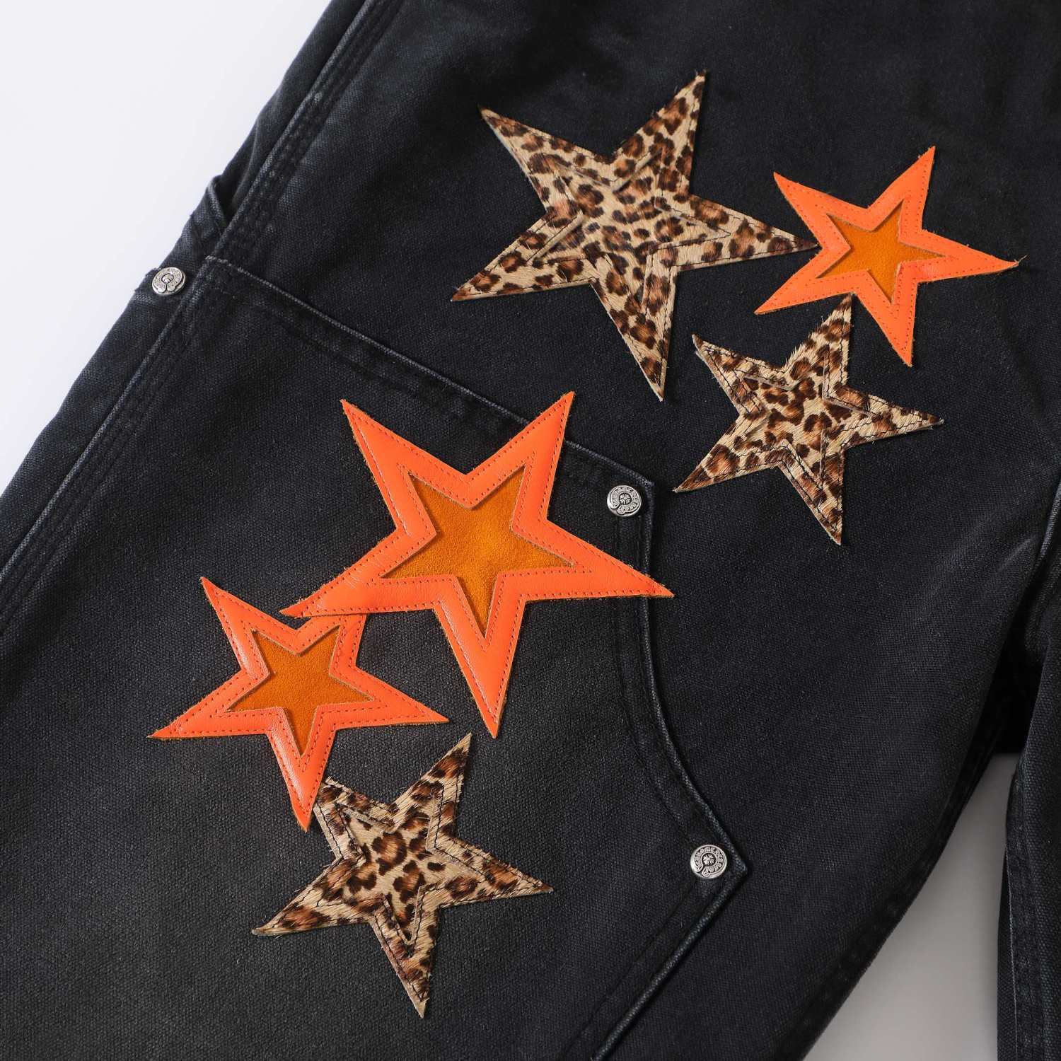 Chrome Hearts Men's And Women's Spring/Fall Fashion Casual Waist Button Star Icon Vintage Washed Carhartt Work Pants #79519