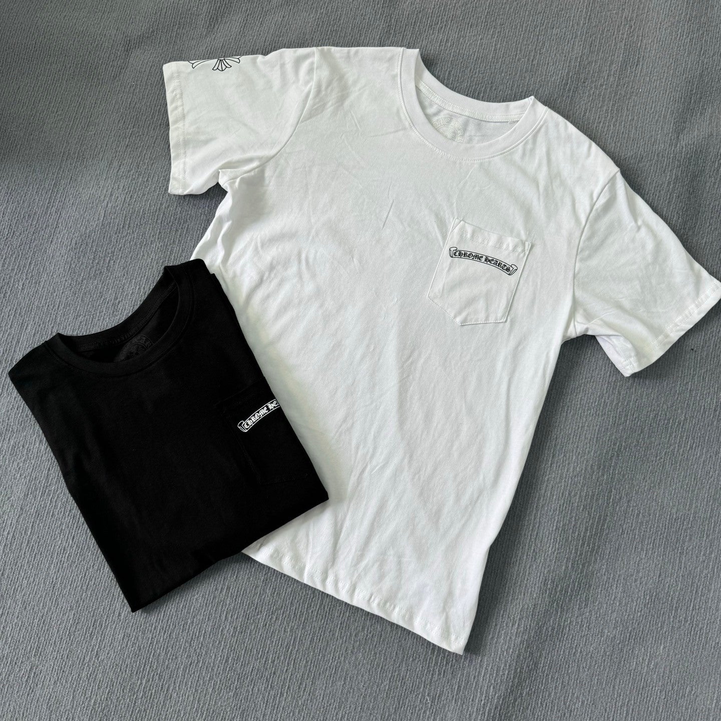 Chrome Hearts Men's Summer Solid Color Cross Print Round Neck Cotton Short Sleeve T-Shirt #77171