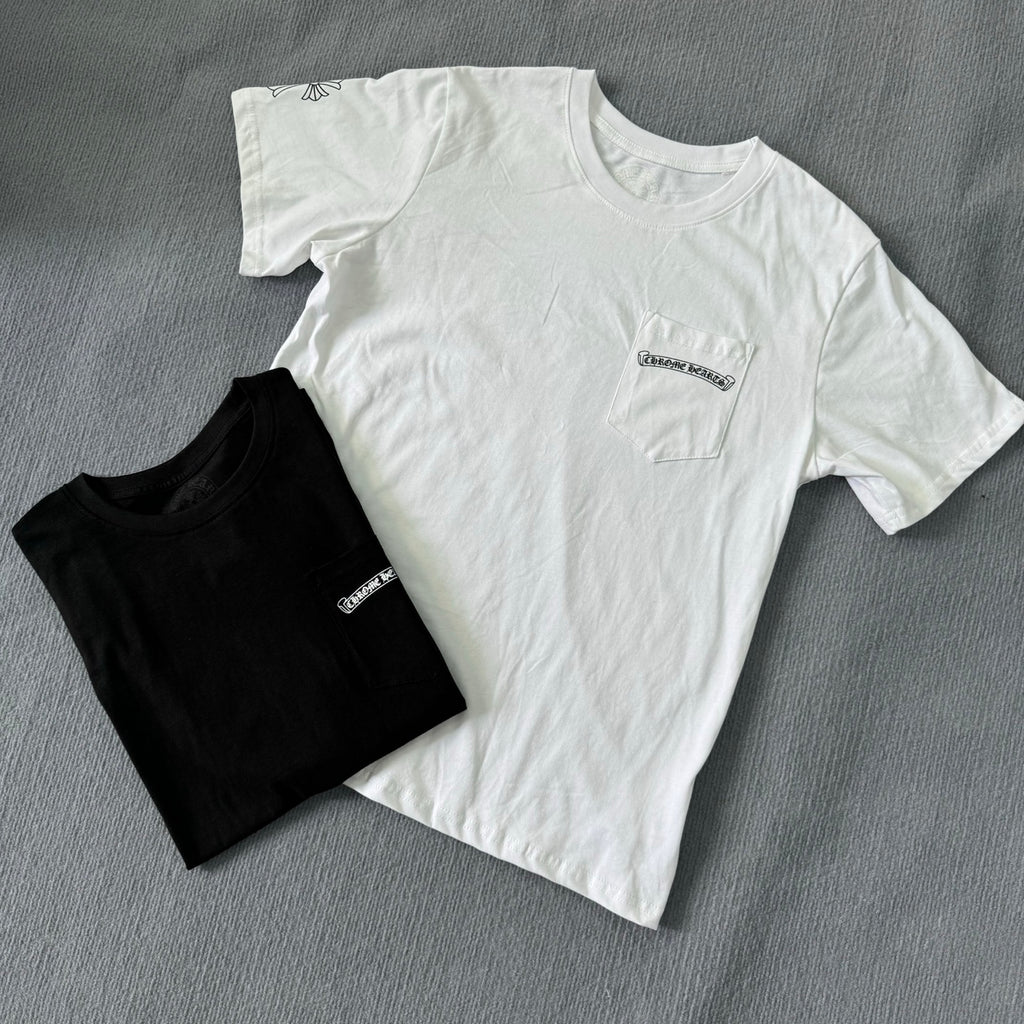 Chrome Hearts Men's Summer Solid Color Cross Print Round Neck Cotton Short Sleeve T-Shirt #77171