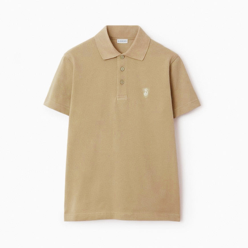 Burberry Men's Summer Solid Color Embroidered Logo Pearl Cotton Polo Neck Short Sleeve T-Shirt #77826