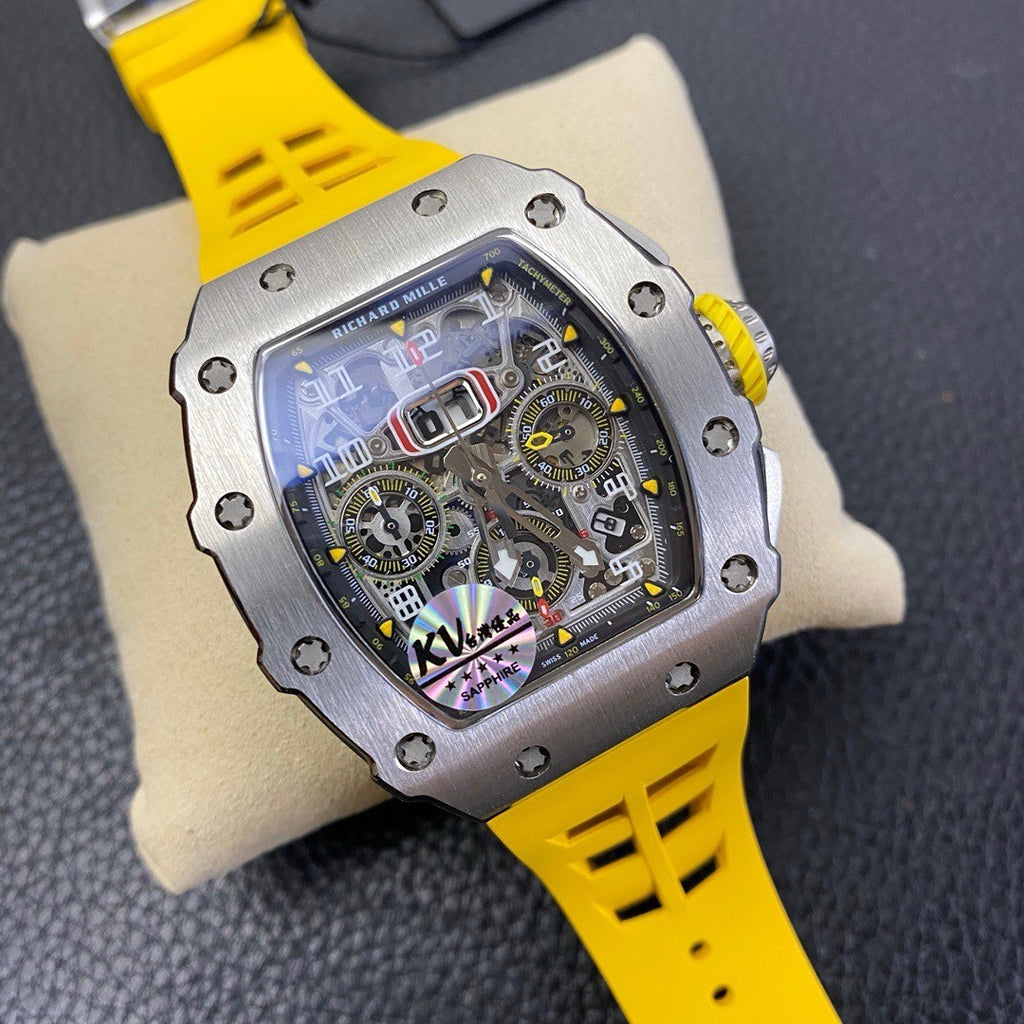 Richard Mille Men's Silicone Strap Skeleton Automatic Mechanical Watch #97797