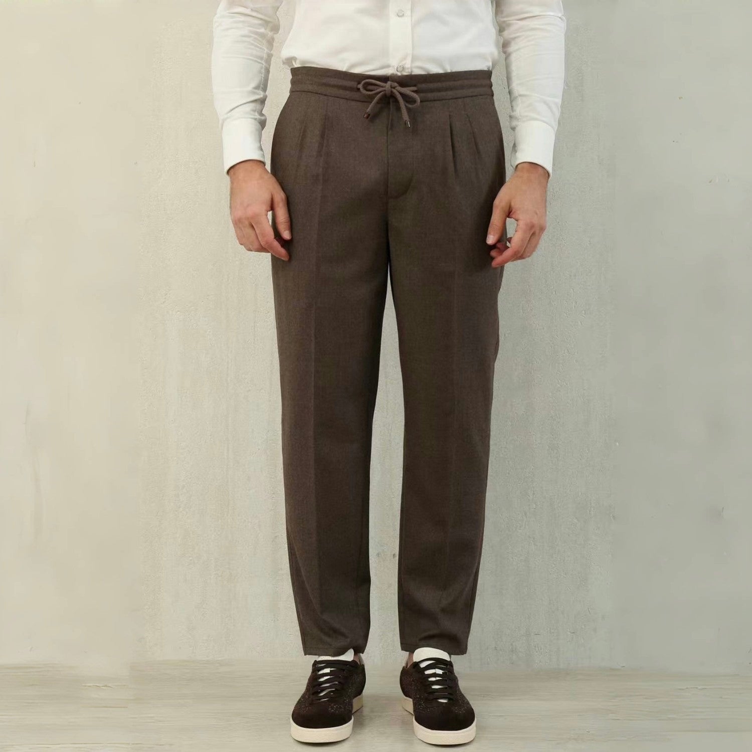 Brunello Cucinelli Men's Spring And Autumn Casual Drawstring Pants Fashion Trousers Loose Straight Comfortable Cotton Thin Trousers Ngvp #1469