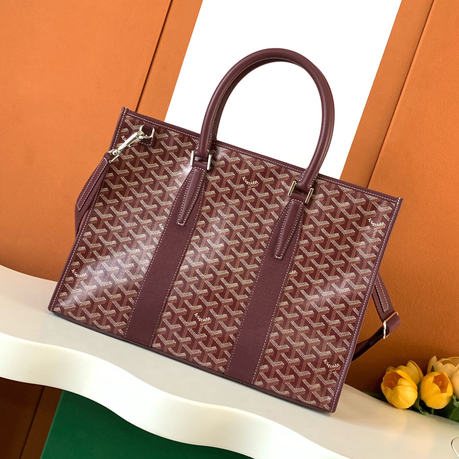 GOYARD Morvan Men's And Women's Y Word Old Flower Full Print Canvas Spell Cowhide Shoulder Crossbody Handbag Briefcase Bag Bags #76426