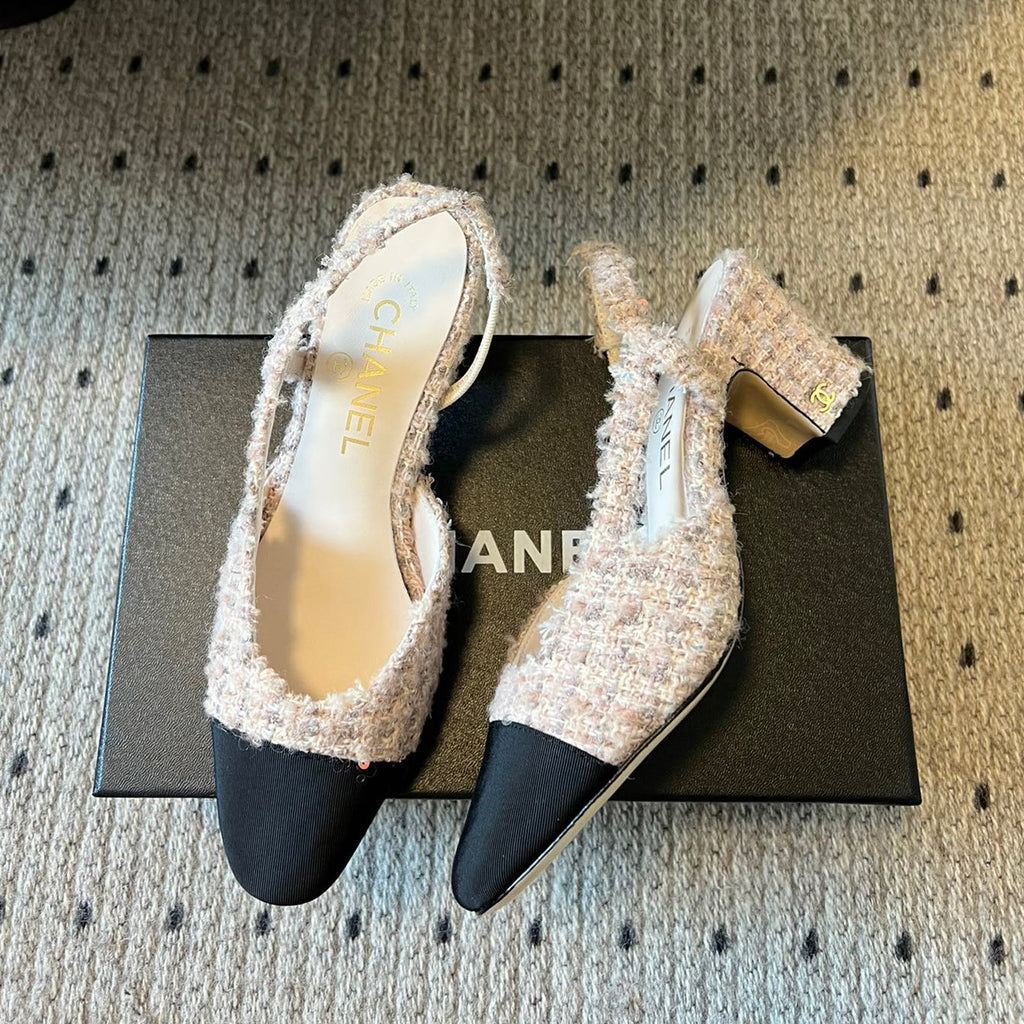 Chanel Women's Spring Summer Solid Colour Tweed Round Toe Ballet Sandal Shoes #76699