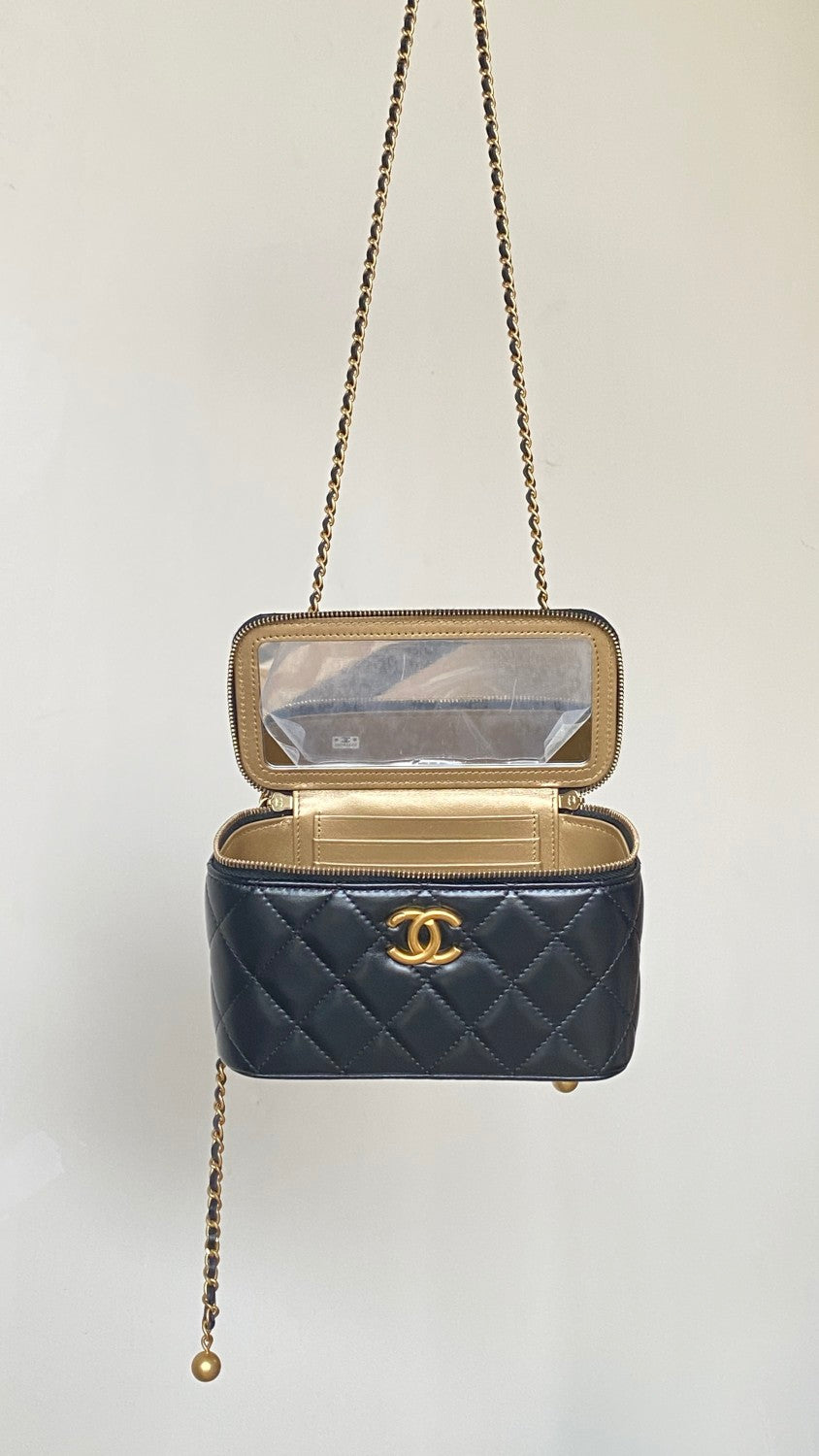 Chanel Women's Classic Fashion Solid Color Logo Sand Gold Buckle Zipper Chain Shoulder Bag Crossbody Bag Bags#78225