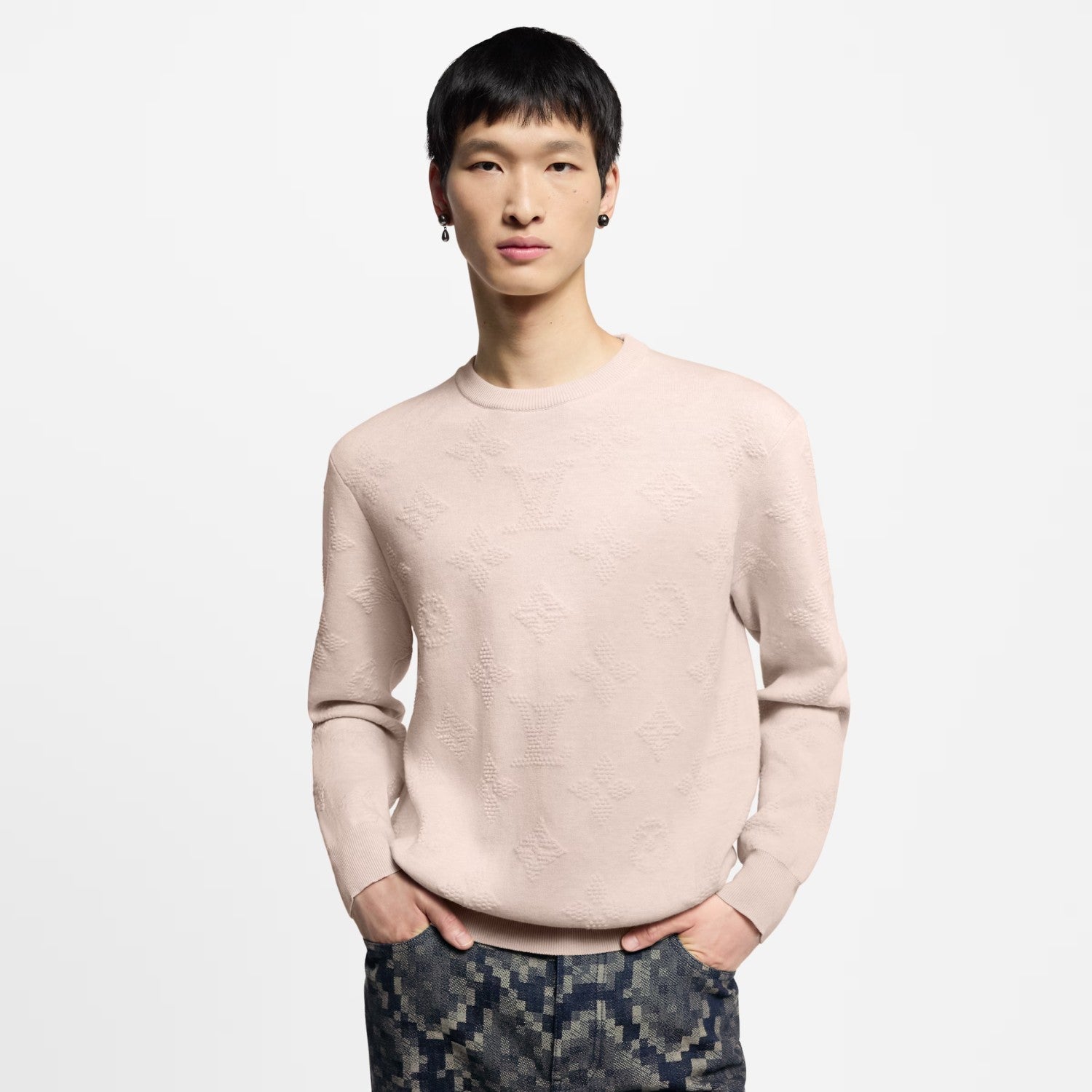 Louis Vuitton Men's Spring and Autumn Solid Color Logo Printed Round Neck Knitted Long Sleeve Sweater Sweatshirt #75733