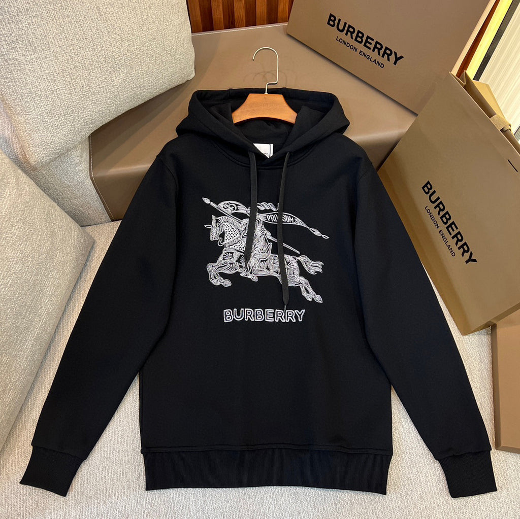 Burberry Embroidered Knight Pattern Hooded Sweatshirt Pullover #96225
