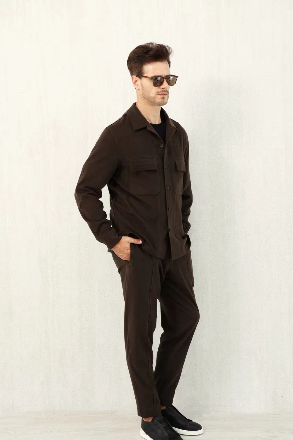 Ermenegildo Zegna Men's Fall/Winter Wool Blend Solid Color Mid-Rise Casual Straight-Leg Drawstring Sweatpants Ngvp #2517