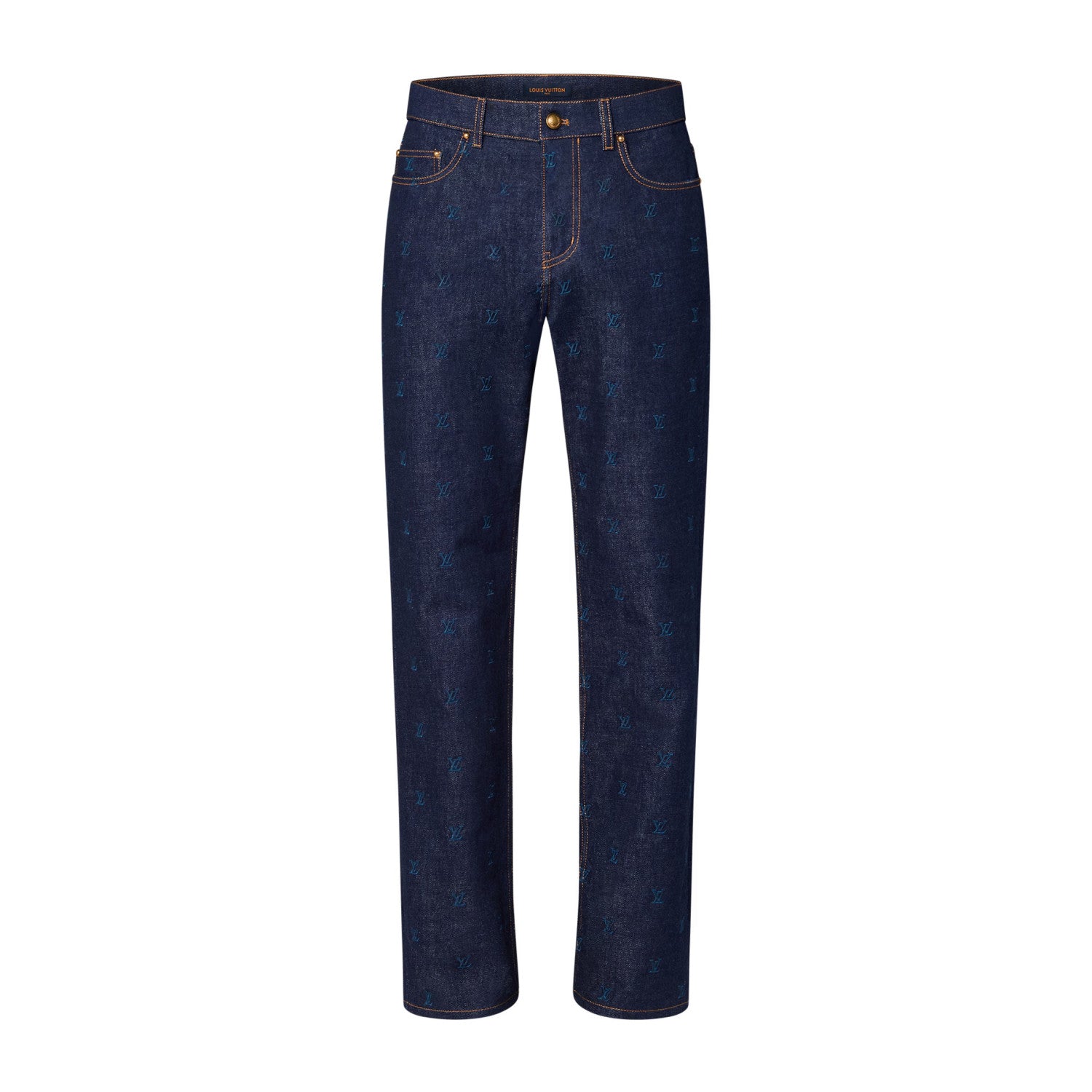 Louis Vuitton Men's Spring And Autumn Logo Embroidery Color Line Single Breasted Denim Long Sleeved Jacket Jeans Pants Set Suit #74128