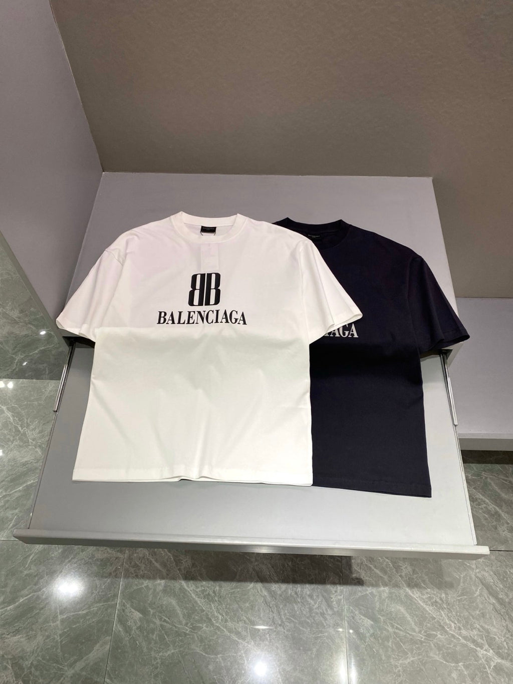 Balenciaga Men's Summer Solid Color Letter Print Round Neck Cotton Short Sleeve T-Shirt #77751