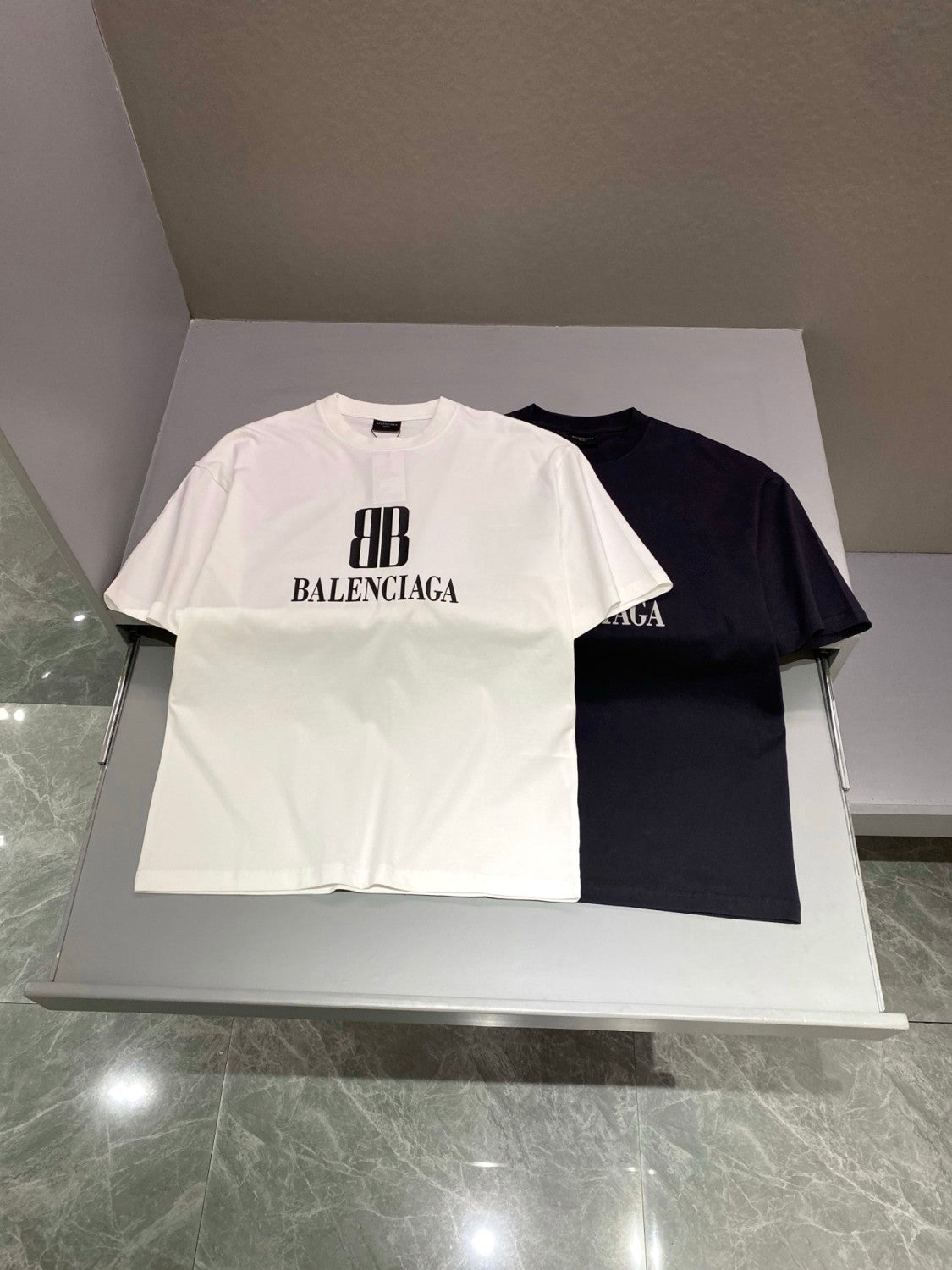 Balenciaga Men's Summer Solid Color Letter Print Round Neck Cotton Short Sleeve T-Shirt #77751