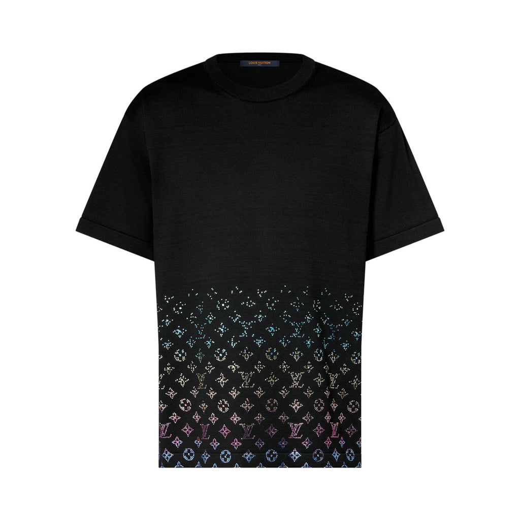 Louis Vuitton Men's Summer Colorful Diamond Letters Gradient Pattern Solid Color Round Neck Short Sleeve T-shirt #76173