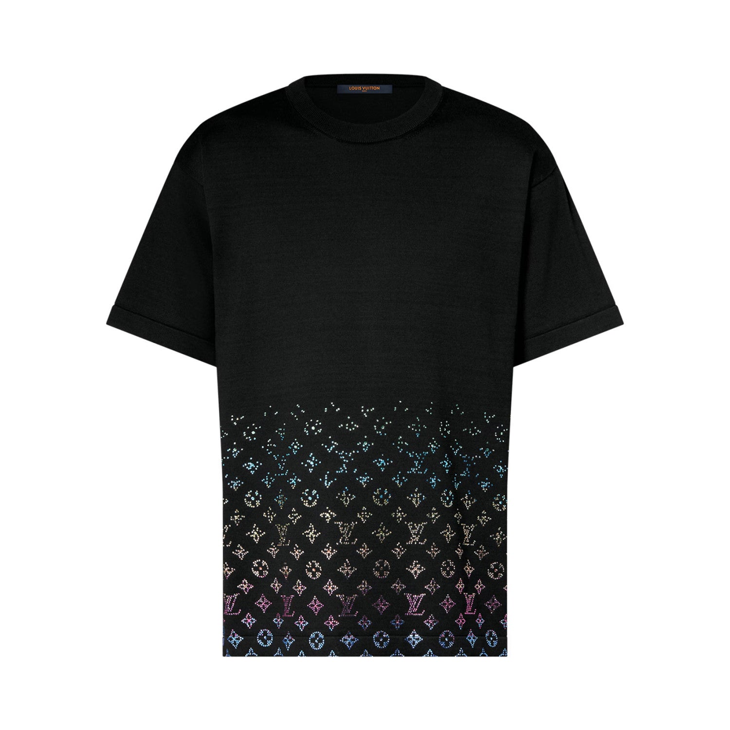 Louis Vuitton Men's Summer Colorful Diamond Letters Gradient Pattern Solid Color Round Neck Short Sleeve T-shirt #75656