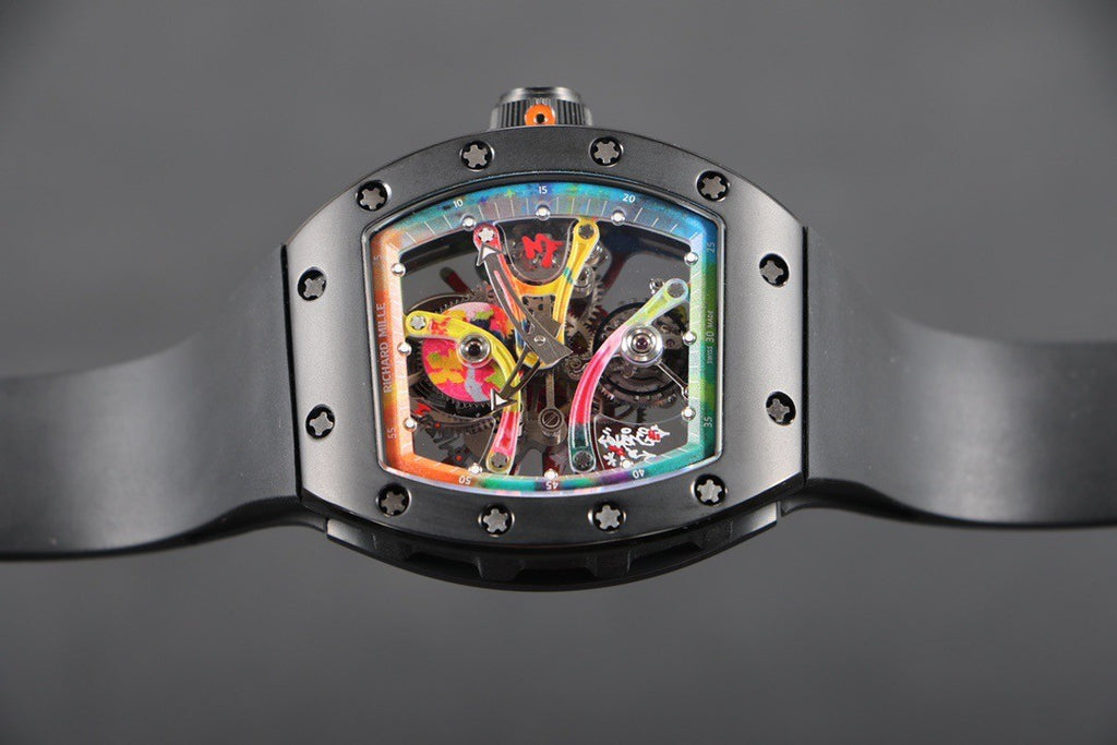 Richard Mille RM 68-01 Men's Color Dial Manual Mechanical Movement Rubber Strap Black Watch #75679
