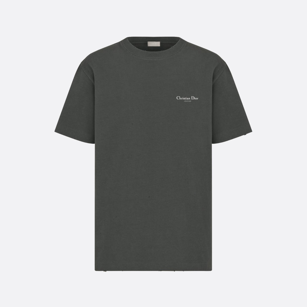 Dior Men's Summer Solid Color Floral Pattern Letter Print Round Neck Cotton Short Sleeve T-Shirt #76737