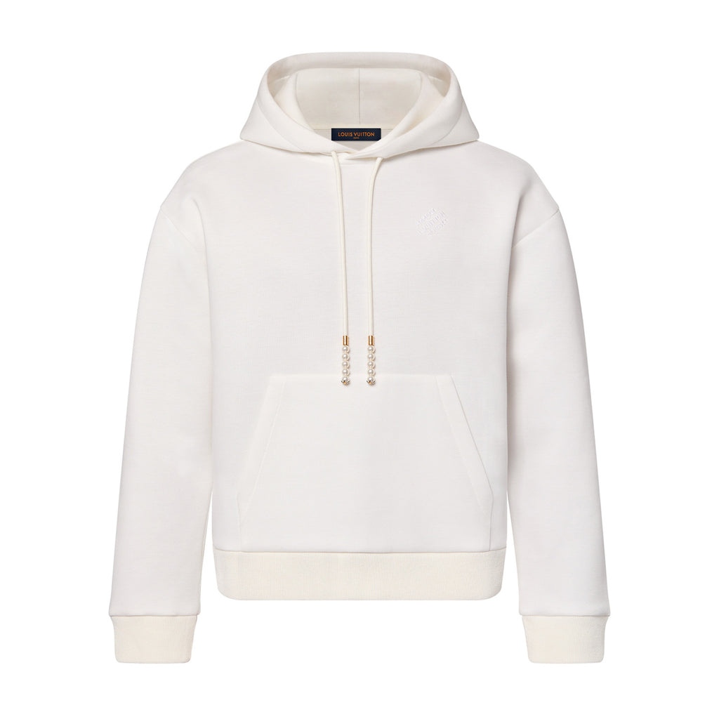 Louis Vuitton Men's Spring and Autumn White Logo Letter Embroidery Long Sleeve Hooded Sweatshirt Pullover #98836