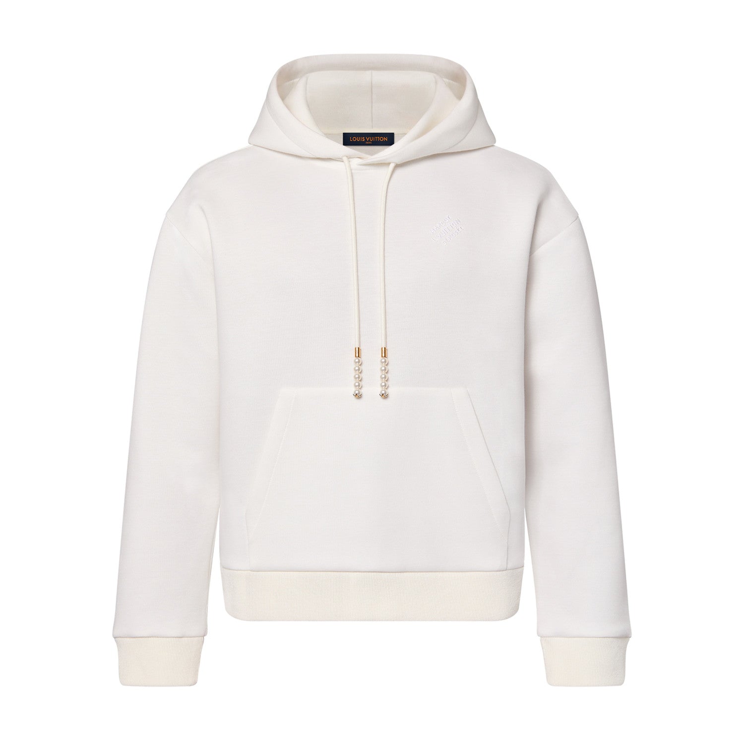 Louis Vuitton Men's Spring and Autumn White Logo Letter Embroidery Long Sleeve Hooded Sweatshirt Pullover #98836