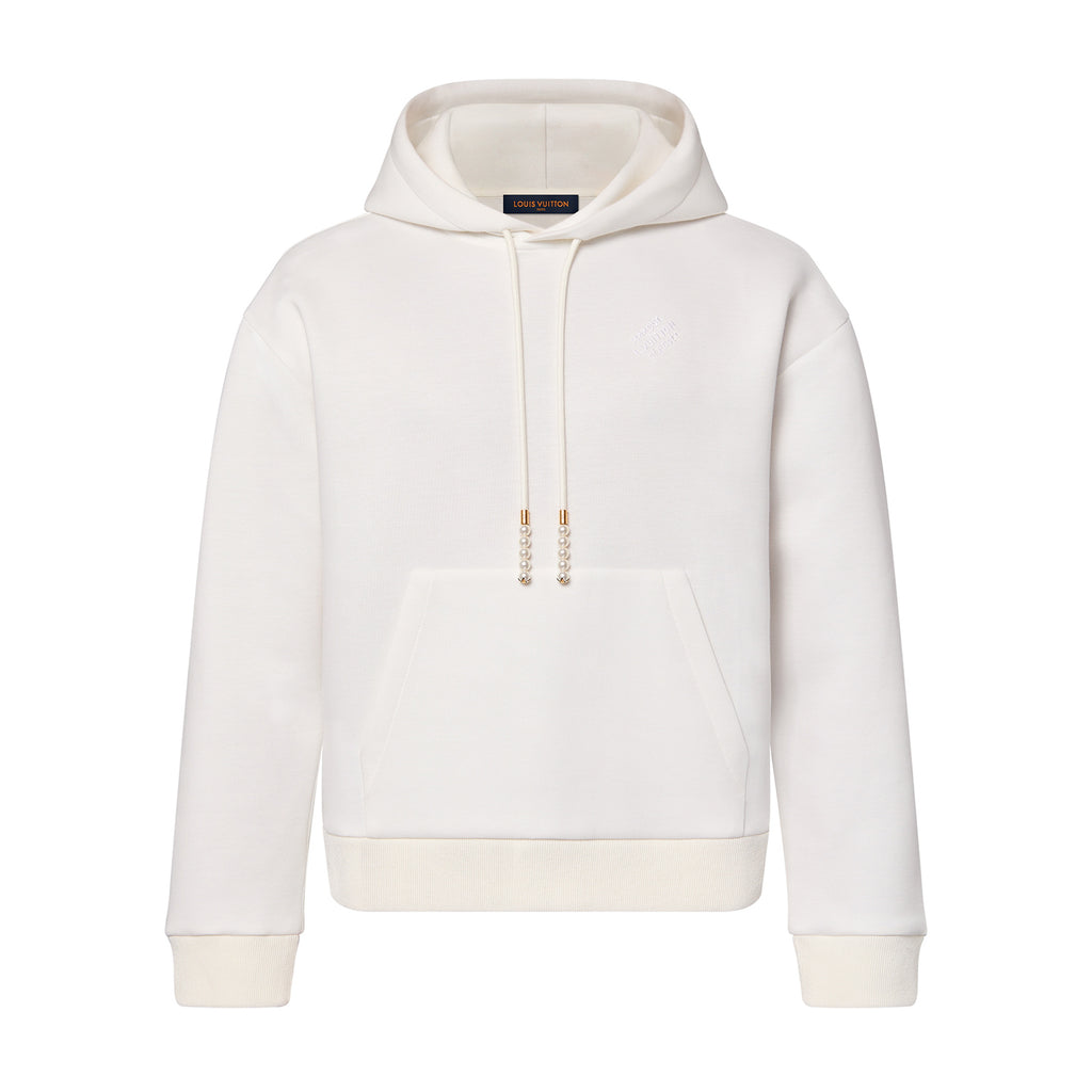 Louis Vuitton Men's Spring and Autumn White Logo Letter Embroidery Long Sleeve Hooded Sweatshirt Pullover #98836