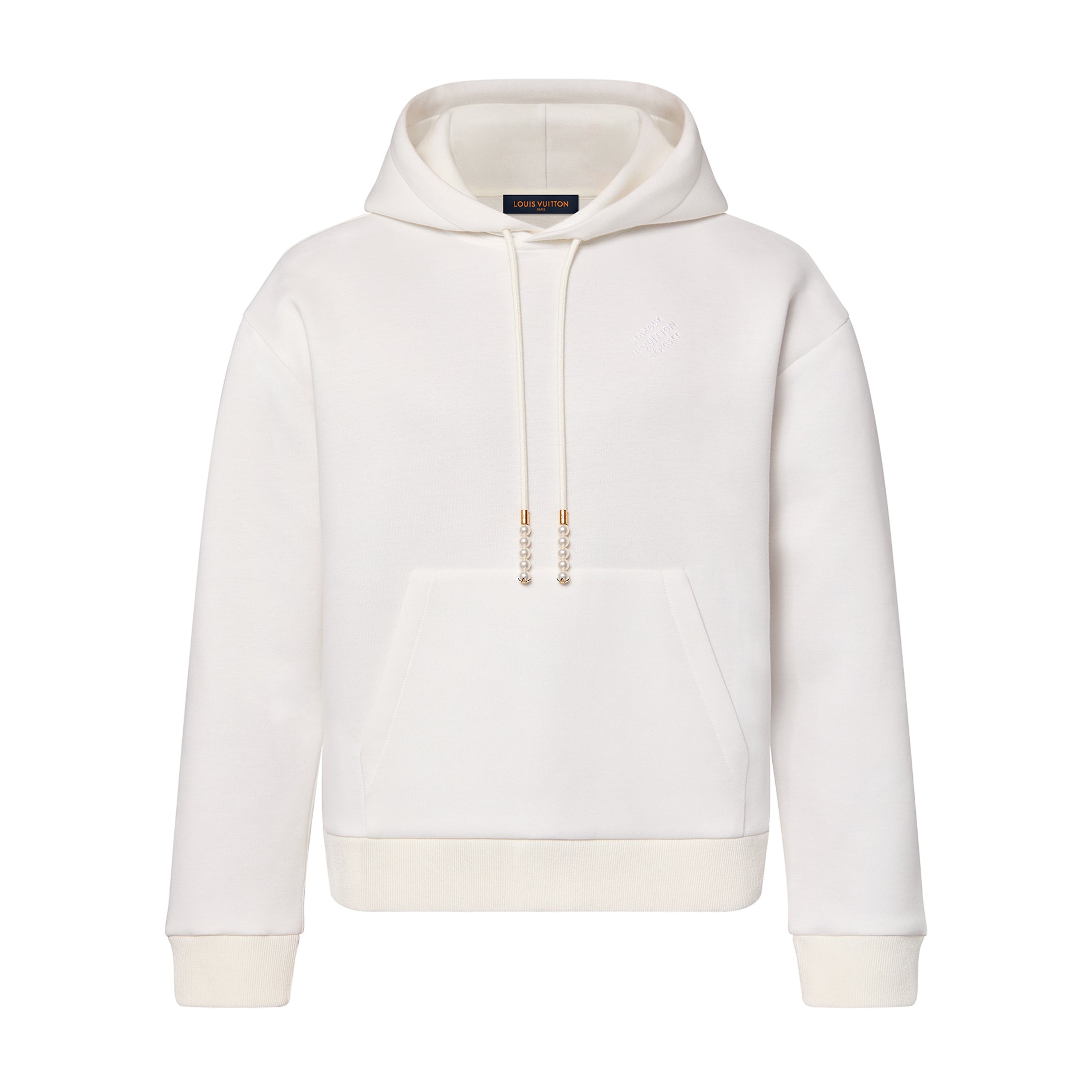 Louis Vuitton Men's Spring and Autumn White Logo Letter Embroidery Long Sleeve Hooded Sweatshirt Pullover #98836