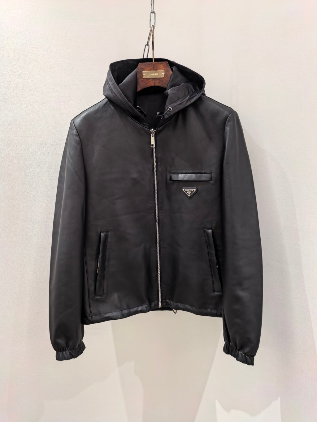 Prada Men's Autumn/Winter Solid Color Reversible Nappa Leather and Re-Nylon Waistcoat Jacket #77778