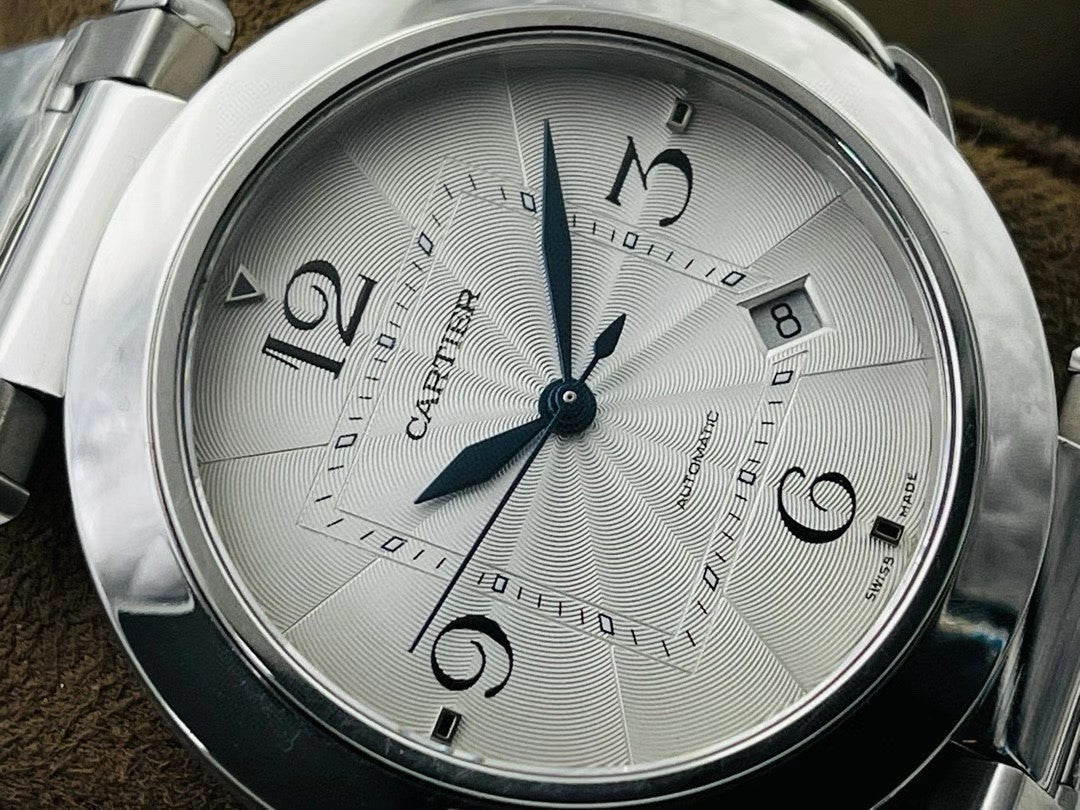 Cartier Pasha Men's Automatic Mechanical Movement 100M Water Resistant 41 mm White Dial Stainless Steel Case Strap Watch #74822